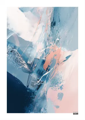 Plakat Frozen Dream - abstrakcyjne pociągnięcia pędzla w błękicie, różu i bieli