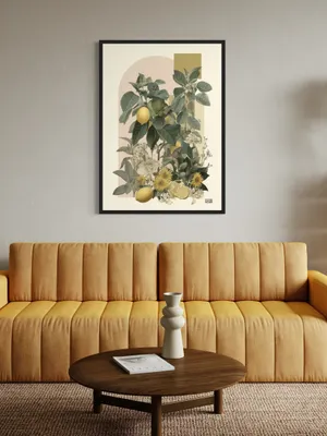 Plakat Lemon Botanical - botaniczny plakat z gałązkami cytryn i kwiatami - obrazek 3