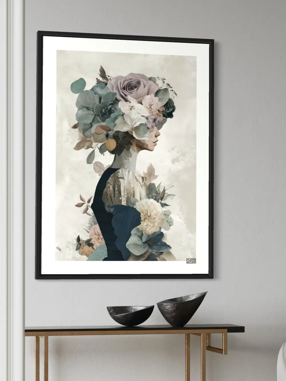 Plakat Floral Portrait - portret kobiety z kwiatowa kompozycja w nowoczesnym stylu - obrazek 3