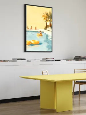 Plakat Golden Float - spokojny basen, złote kolory, letni klimat - obrazek 3