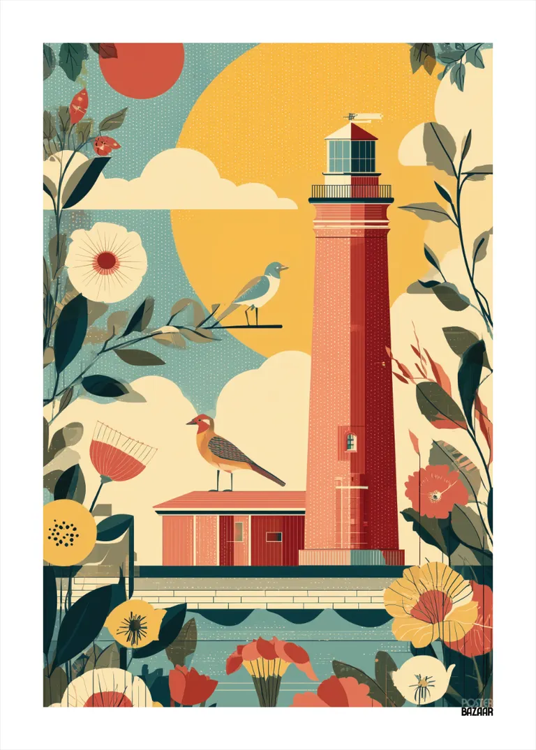 Lighthouse Garden — latarnia morska w kolorowych kwiatach i słońcu