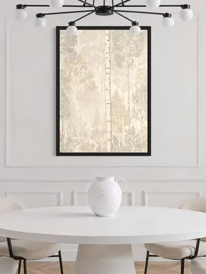 Plakat Birch Whispers - delikatna ilustracja brzozowego lasu, pastelowe kolory, minimalistyczny klimat - obrazek 2