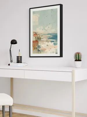 Plakat Seaside Dream - spokojna plaża z pastelowymi kolorami i letnim klimatem - obrazek 2