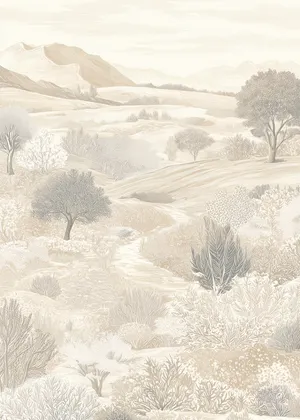 Plakat Whispering Hills - delikatny krajobraz łagodnych wzgórz w pastelowych odcieniach