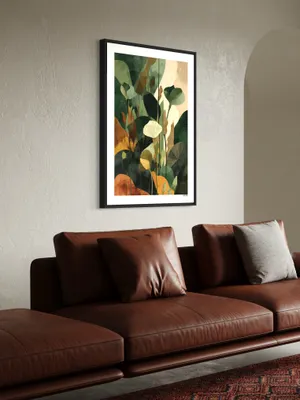 Plakat Botanical Harmony - abstrakcyjne roślinne kształty w zieleni i oliwce - obrazek 3