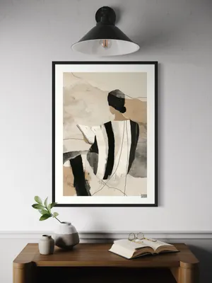 Plakat Reading Lines - abstrakcyjna kobieta w lekturze minimalistyczny styl - obrazek 2