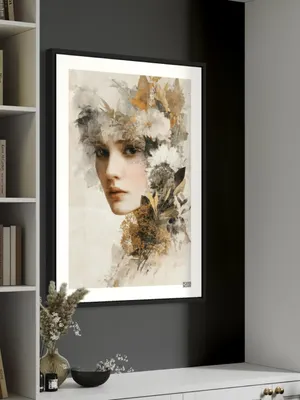 Plakat Autumn Muse - kobieta w jesiennych liściach - obrazek 3