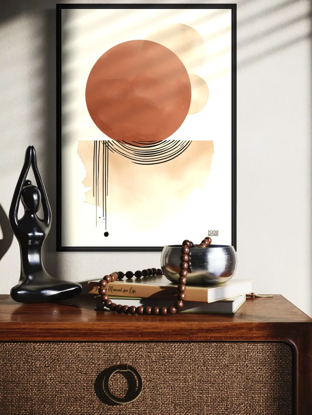 Plakat Terra Orbit - duzy ceglany okrag nad beżowa plama minimalistyczny - obrazek 2