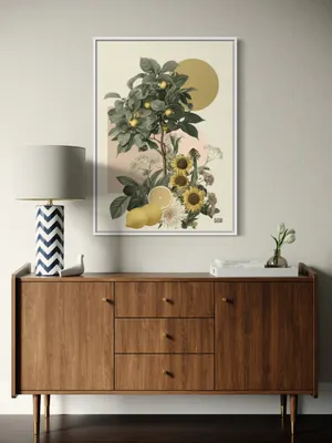 Plakat Lemon Sun - cytrynowe drzewko z słonecznikami - obrazek 2