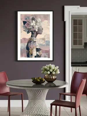 Plakat Floral Silhouette - kobieca sylwetka z kwiatami - obrazek 2