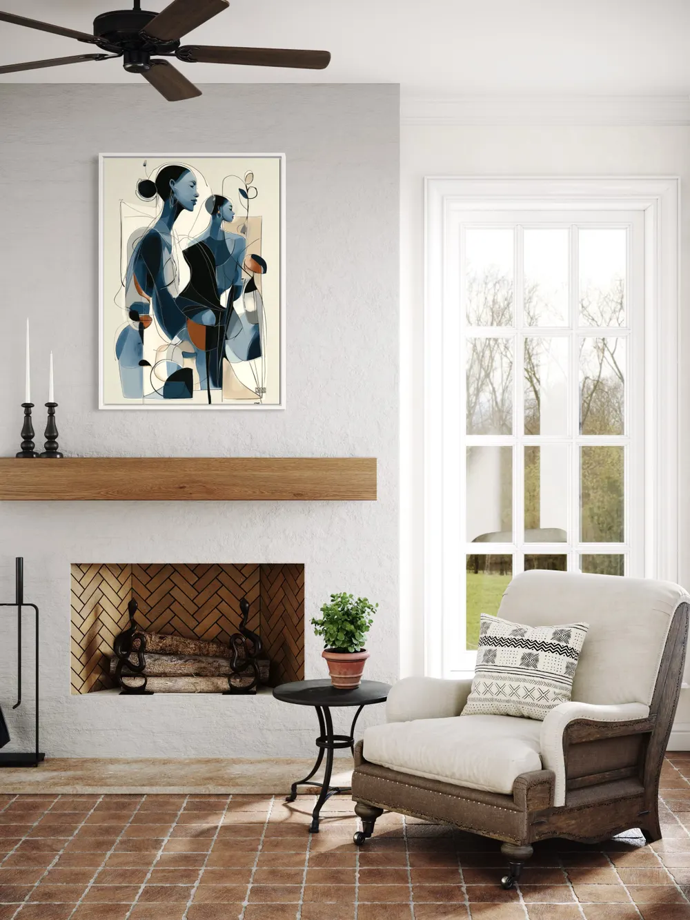 Plakat Blue Muse - abstrakcyjne kobiece sylwetki w odcieniach niebieskiego, nowoczesny styl - obrazek 3