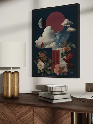 Plakat Dream Portal - surrealistyczna scena z księżycem i tajemniczymi drzwiami - obrazek 3