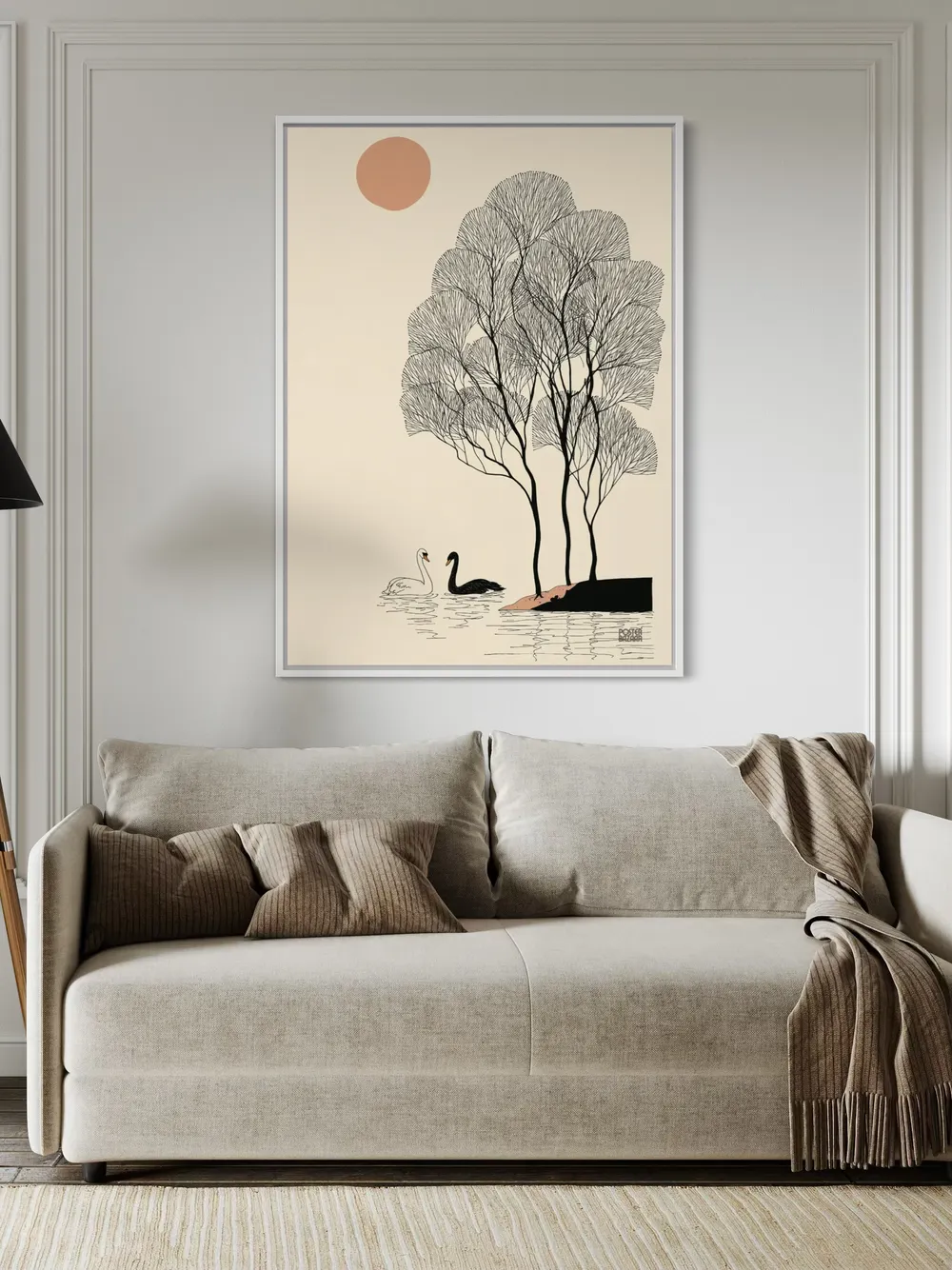 Plakat Swan Contrast - łabędzie pod różowym słońcem - obrazek 3