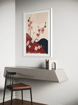 Plakat Cherry Blossom - minimalistyczny z kwitnącą wiśnią - obrazek 3