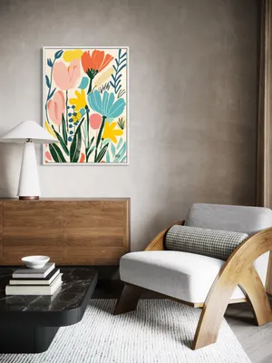 Plakat Vivid Flowers - kolorowe radosne kwiaty na jasnym tle - obrazek 2