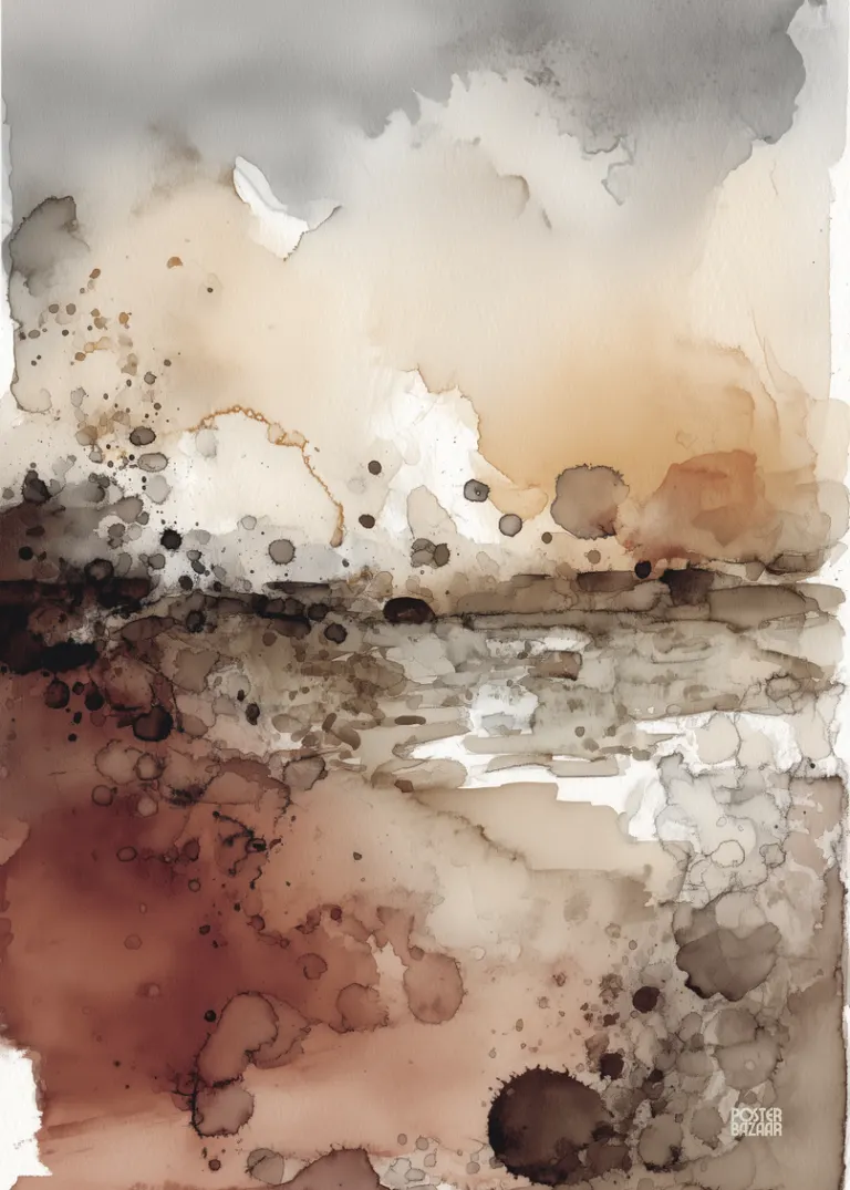 Rustic Horizon — abstrakcyjny pejzaż w ciepłych brązach i beżach