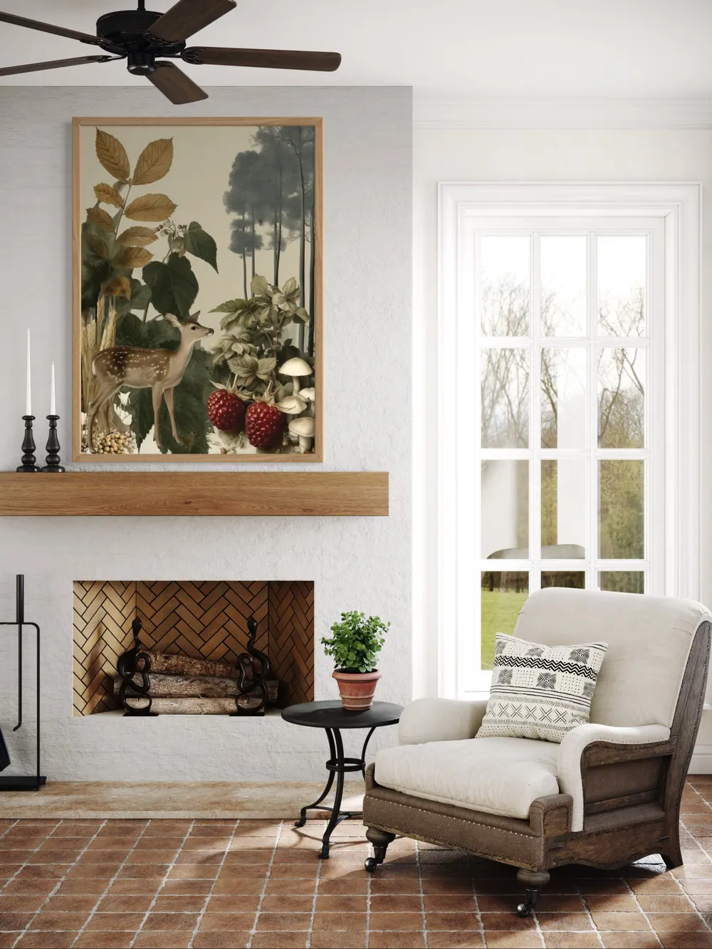 Plakat Forest Encounter - botaniczny jelonek w naturalnych barwach - obrazek 2
