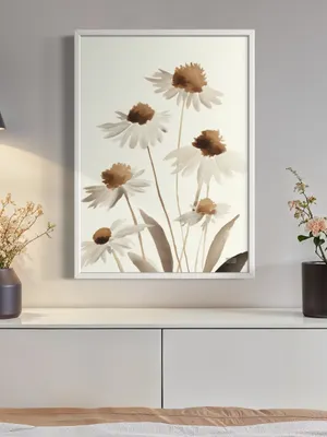 Plakat Daisy Whisper - delikatne margaretki na jasnym tle w akwarelowym stylu - obrazek 3