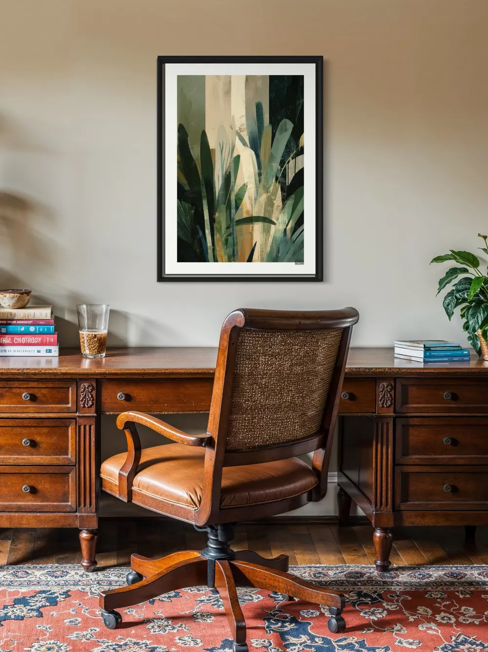 Plakat Verdant Abstract - plakat z zielonymi liśćmi w abstrakcyjnym stylu - obrazek 3