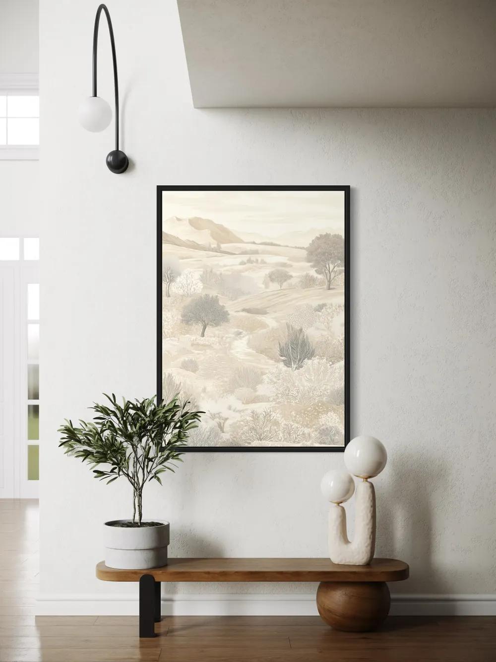 Plakat Whispering Hills - delikatny krajobraz łagodnych wzgórz w pastelowych odcieniach - obrazek 2