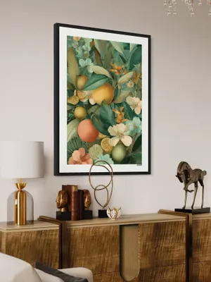 Plakat Tropical Citrus - plakat z soczystymi owocami tropikalnymi i pastelowymi kwiatami - obrazek 2
