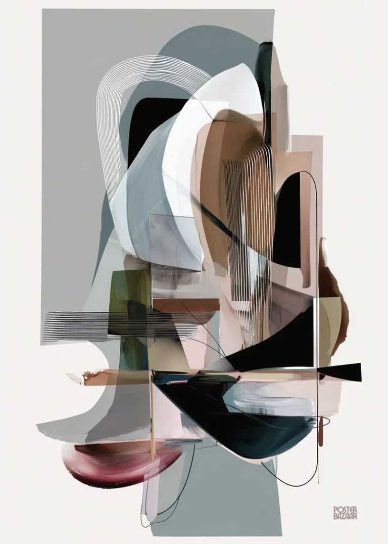 Abstract Harmony — dynamiczna kompozycja abstrakcyjnych kształtów w zielonych i brązowych kolorach