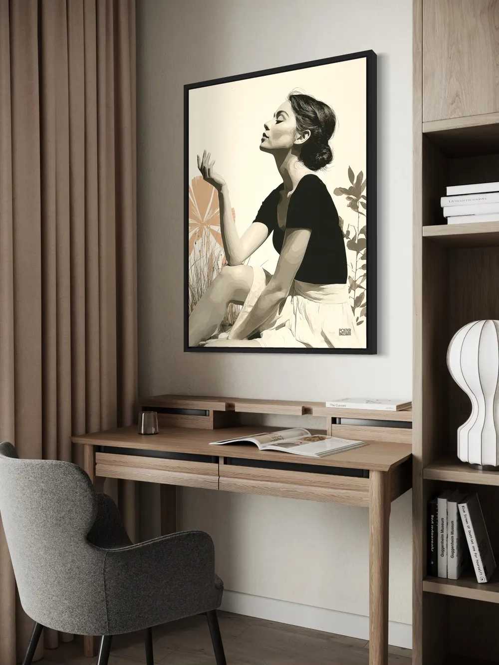 Plakat Serene Woman - młoda kobieta w stonowanych kolorach - obrazek 3