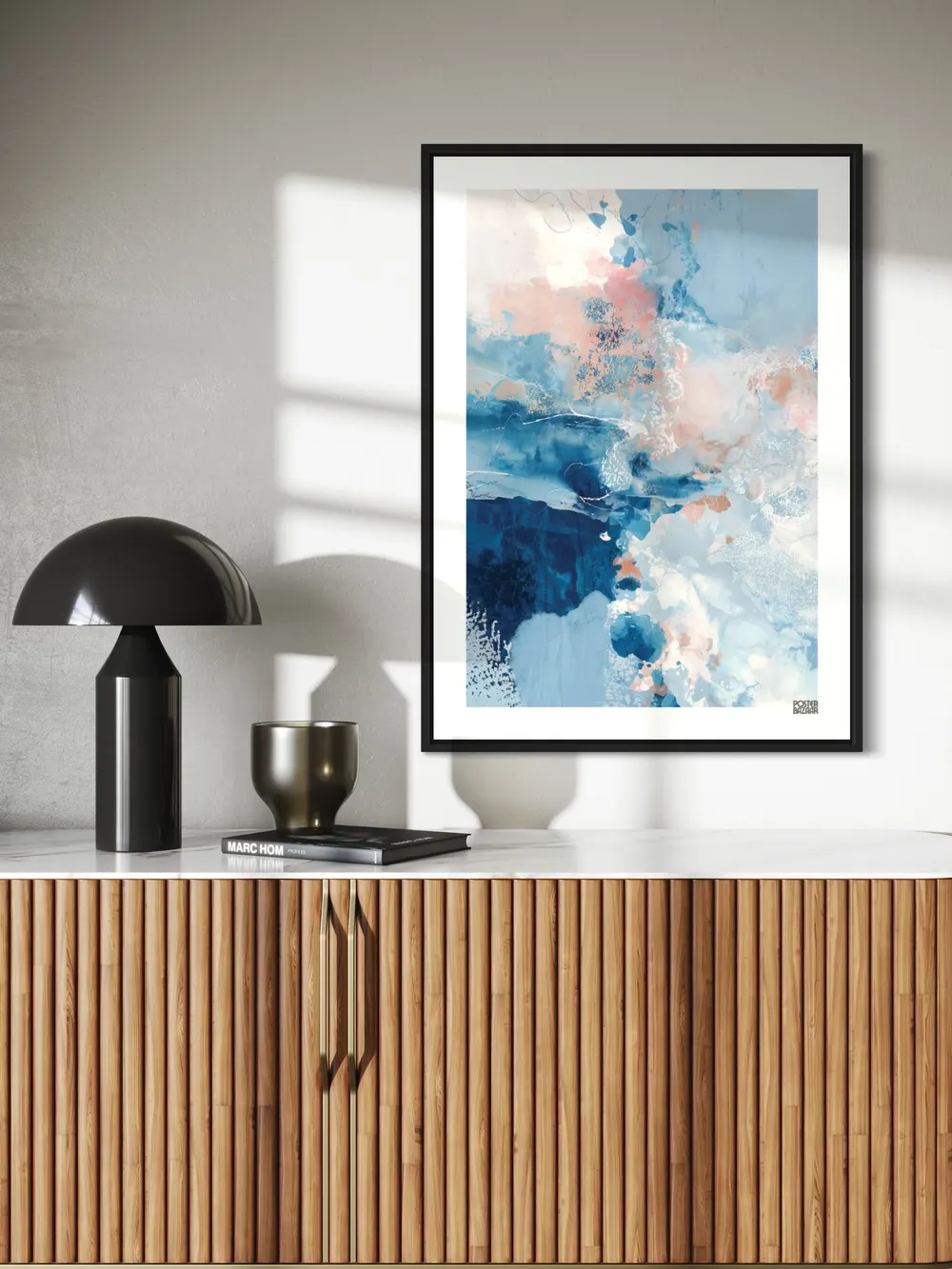 Plakat Dreamy Blue - abstrakcyjne plamy błękitu i różu - obrazek 3