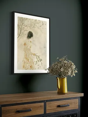 Plakat Spring Dream - delikatna ilustracja kobiety w kwiecistej sukience - obrazek 3