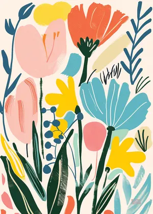 Plakat Vivid Flowers - kolorowe radosne kwiaty na jasnym tle