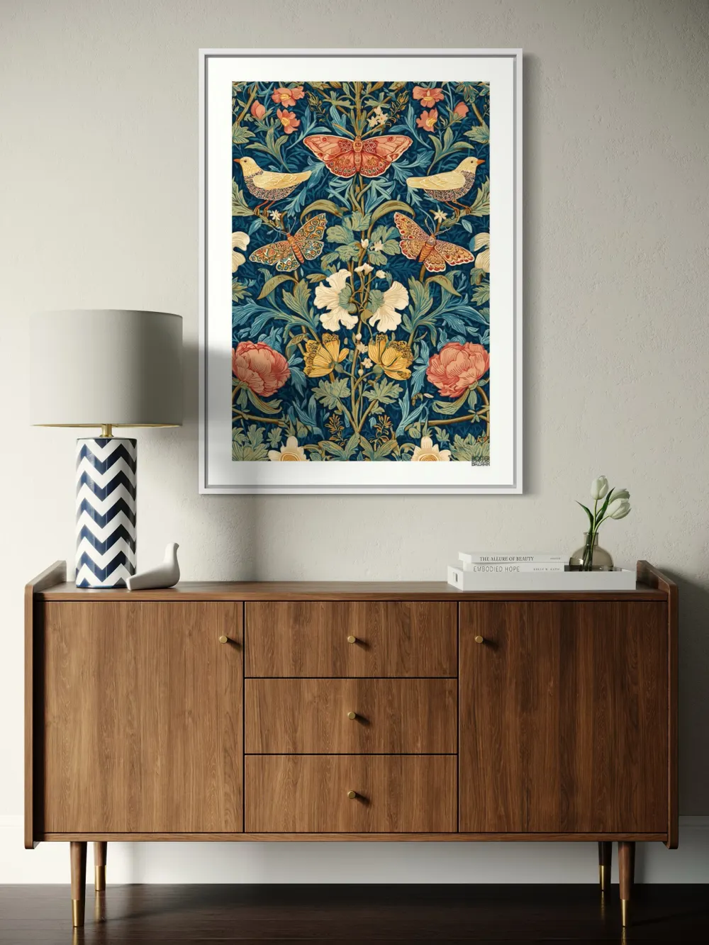 Plakat Botanical Birds - ptaki i kwiaty na ciemnoniebieskim tle - obrazek 3