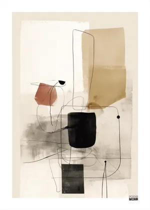 Plakat Minimal Shapes - abstrakcyjne kształty, cienkie linie, stonowane kolory