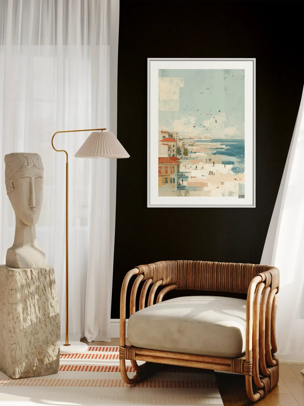 Plakat Seaside Dream - spokojna plaża z pastelowymi kolorami i letnim klimatem - obrazek 3