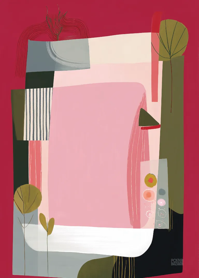 Abstract Garden — kolorowy abstrakcyjny ogród z różem i zielenią