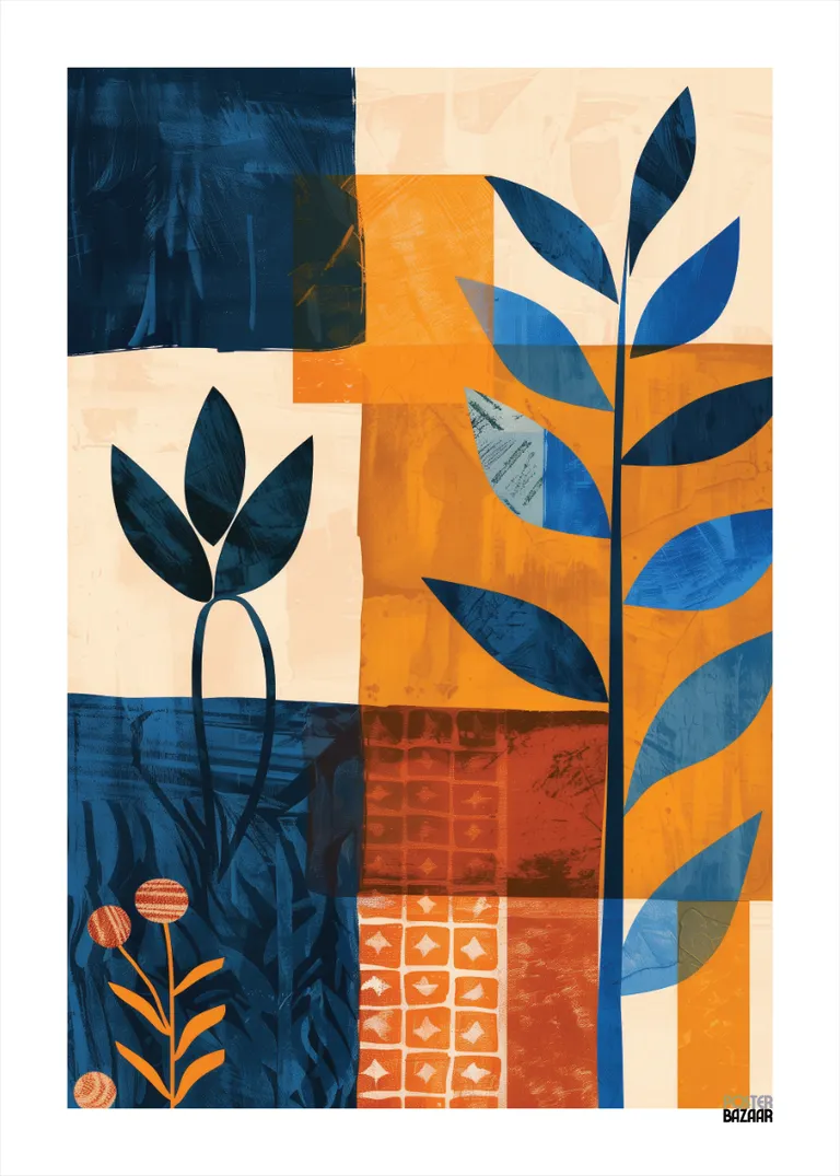 Botanic Geometry — nowoczesny plakat z roślinnymi motywami geometrycznymi