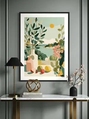 Plakat Mediterranean Summer - malownicza zatoka z pastelowymi kolorami - obrazek 3
