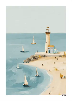 Plakat Seaside Lighthouse - latarnia morska na plaży