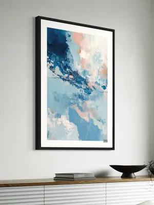 Plakat Dreamy Abstract - abstrakcyjne plamy w odcieniach niebieskiego, różu i bieli - obrazek 3