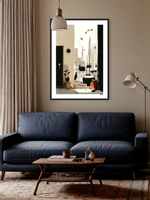 Plakat Harbor Morning - spokojny poranek nad portem w stonowanych kolorach - obrazek 2