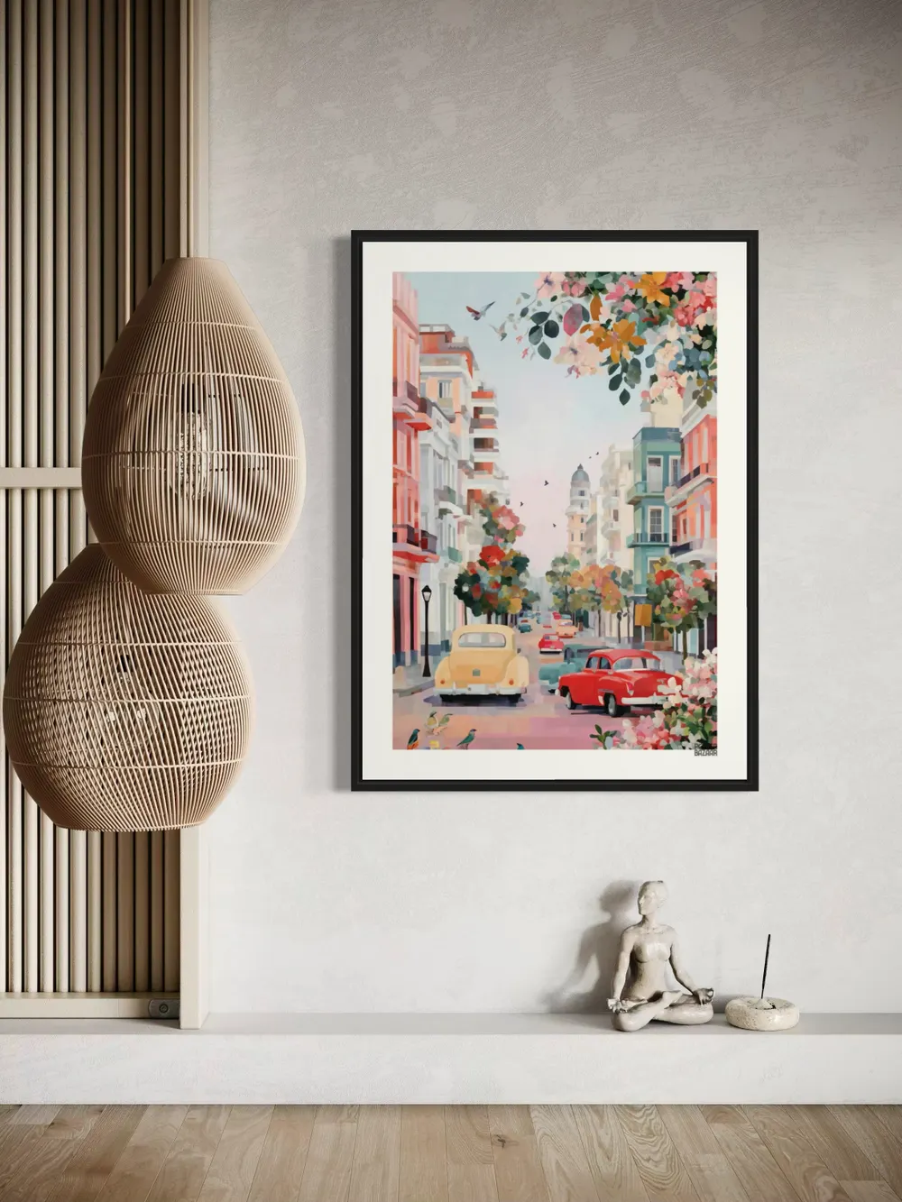 Plakat Pastel Havana - kolorowa ulica w klimacie retro z pastelowymi kamienicami - obrazek 3