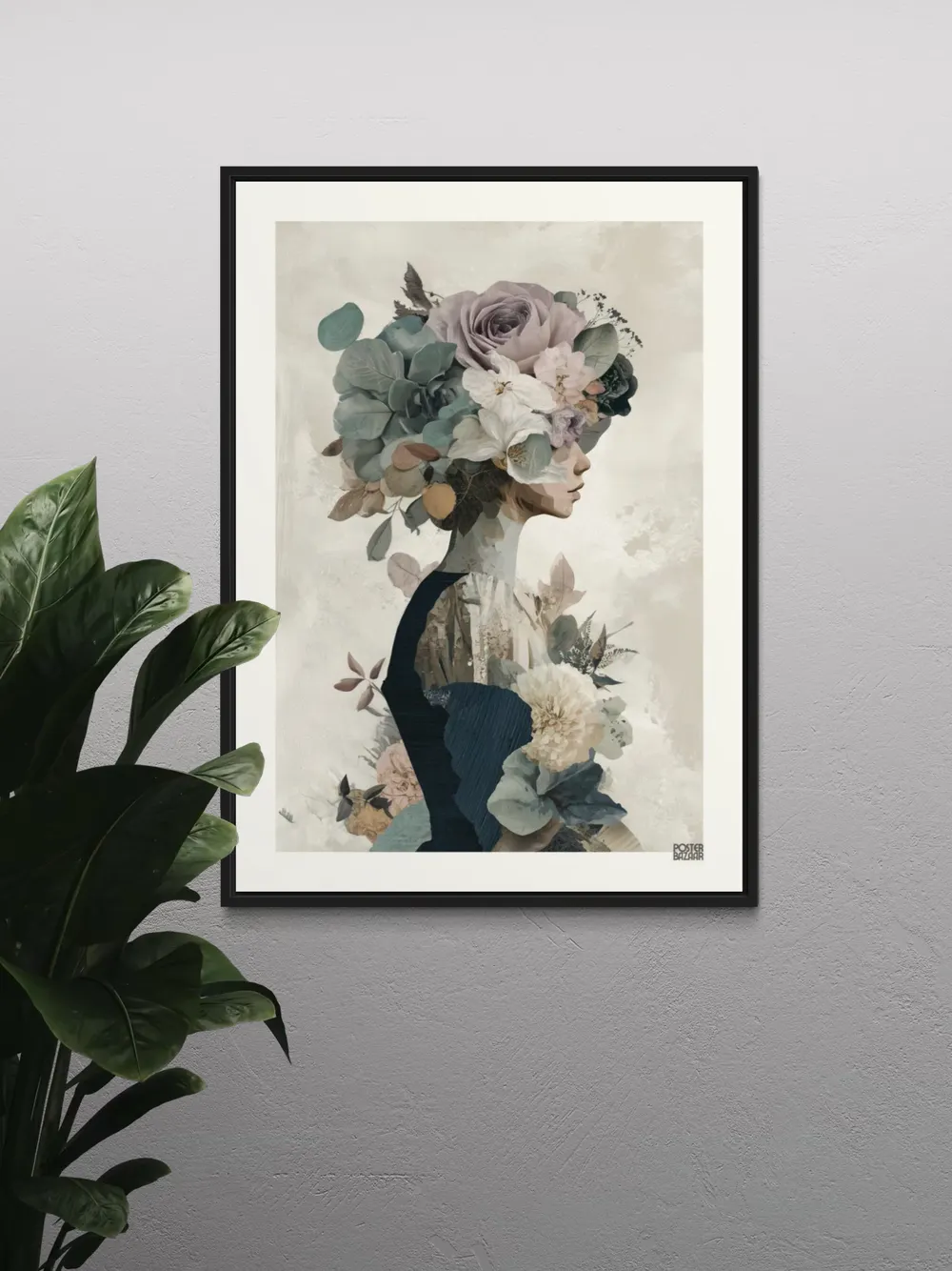 Plakat Floral Portrait - portret kobiety z kwiatowa kompozycja w nowoczesnym stylu - obrazek 2