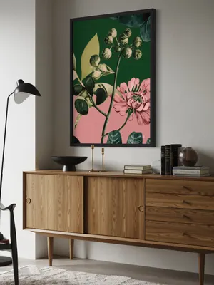 Plakat Botanical Medley - botaniczna kompozycja liści i kwiatów w nowoczesnym stylu, ciemna zieleń, oliwka i pudrowy róż - obrazek 3