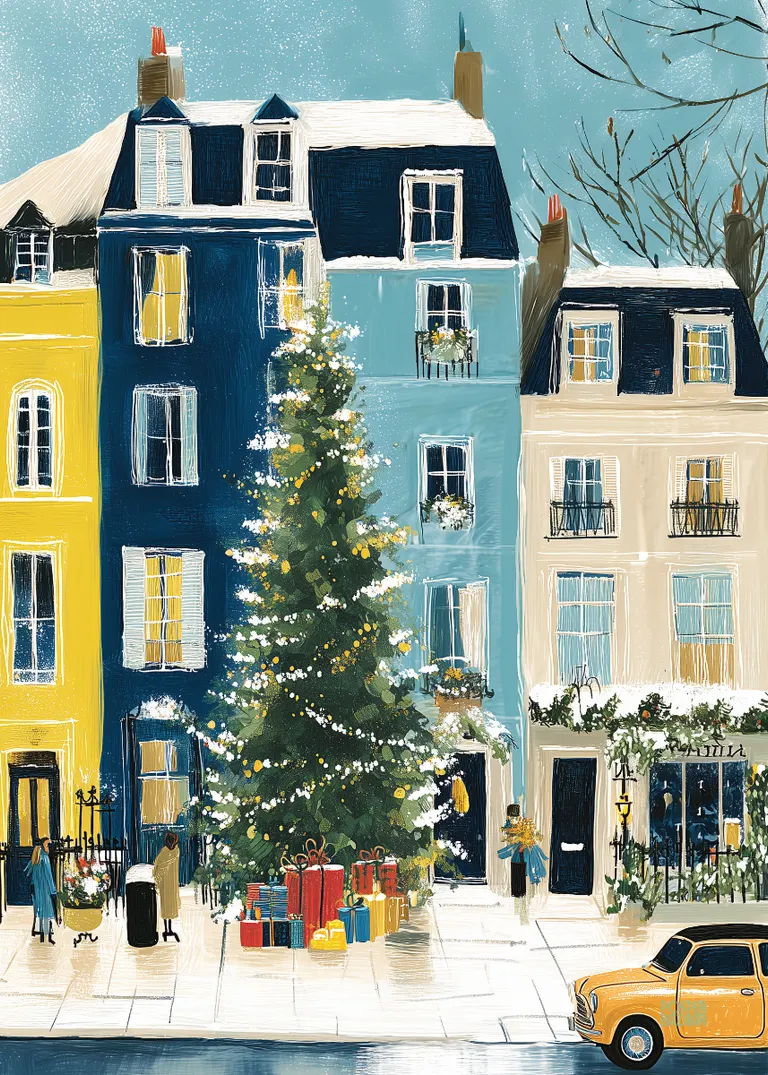 Winter Gift Lane — zimowa uliczka z choinką i świątecznym klimatem