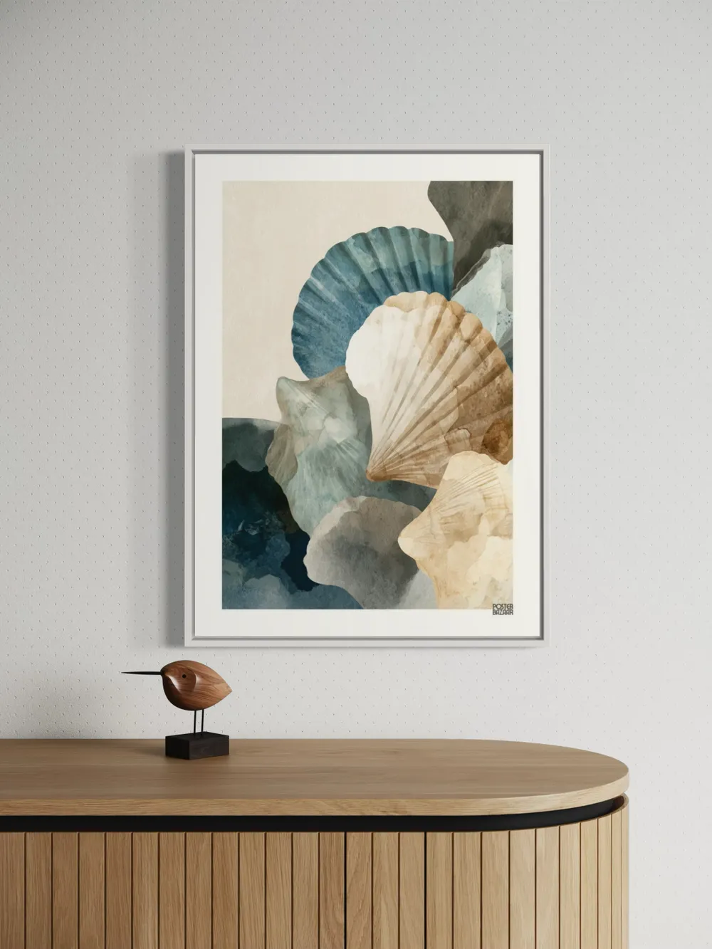 Plakat Seashell Tones - muszle w akwarelowych odcieniach morskiego błękitu i beżu - obrazek 2