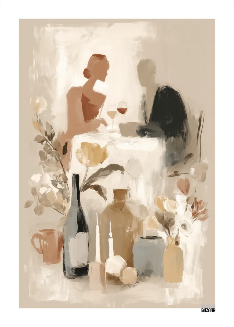 Romantic Dinner — para przy stole, stonowane kolory