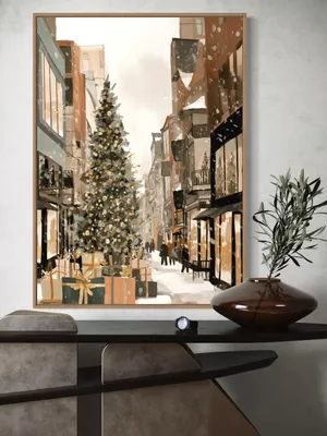Plakat Gift Lane Magic - zimowa uliczka z choinką i prezentami - obrazek 3