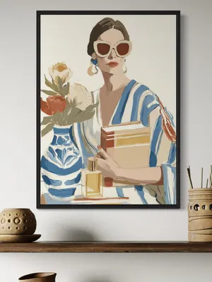 Plakat Chic Reader - stylowa kobieta z książkami - obrazek 3
