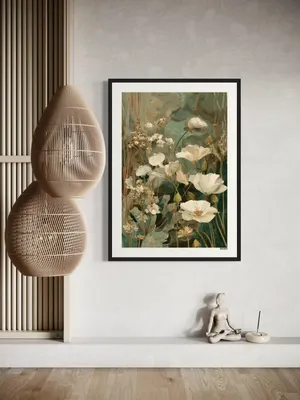 Plakat Wildflowers Harmony - delikatna łąka białych i kremowych kwiatów - obrazek 3