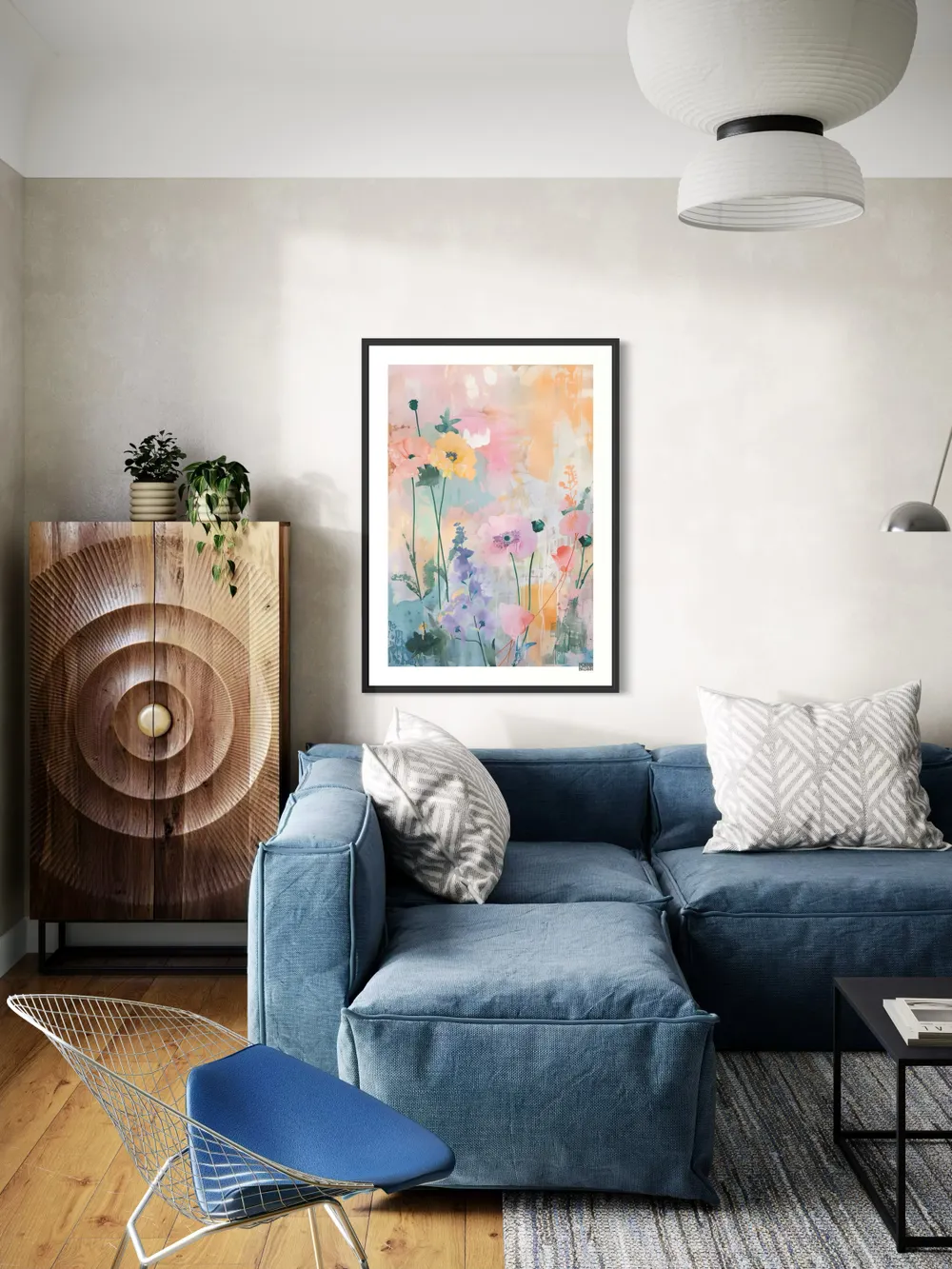 Plakat Pastel Bloom - kolorowe kwiaty na pastelowych plamach - obrazek 2