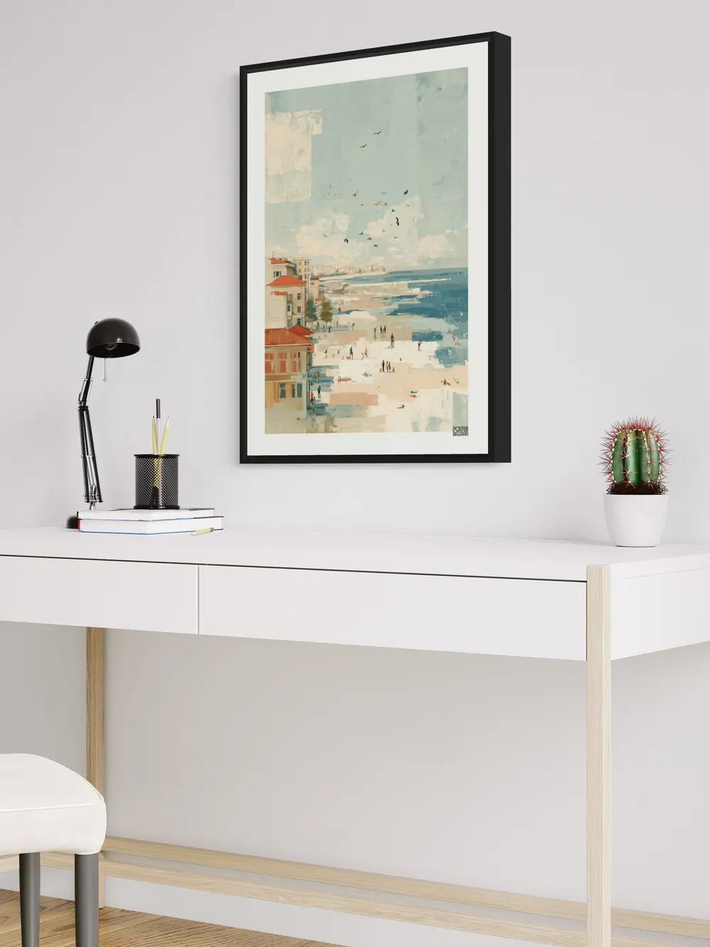 Plakat Seaside Dream - spokojna plaża z pastelowymi kolorami i letnim klimatem - obrazek 2